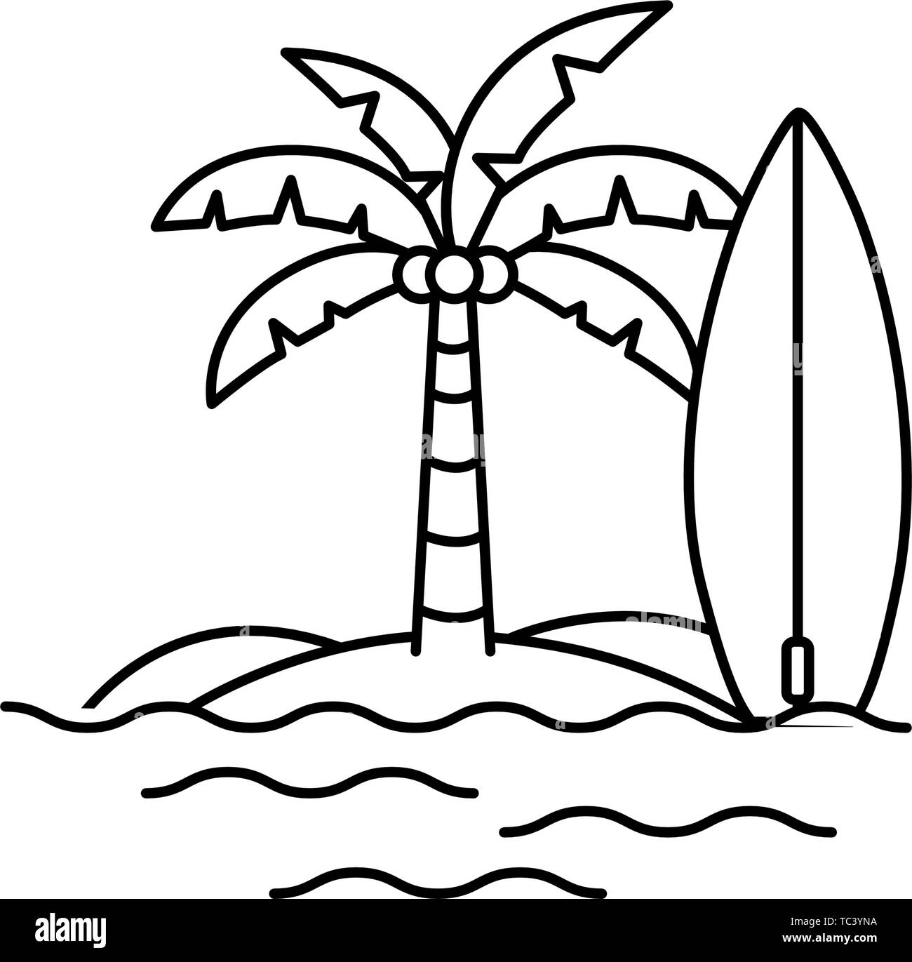 palm tree with surfboard in white background Stock Vector Image & Art