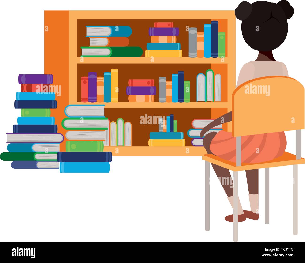 young student girl sitting in school desk Stock Vector Image & Art - Alamy