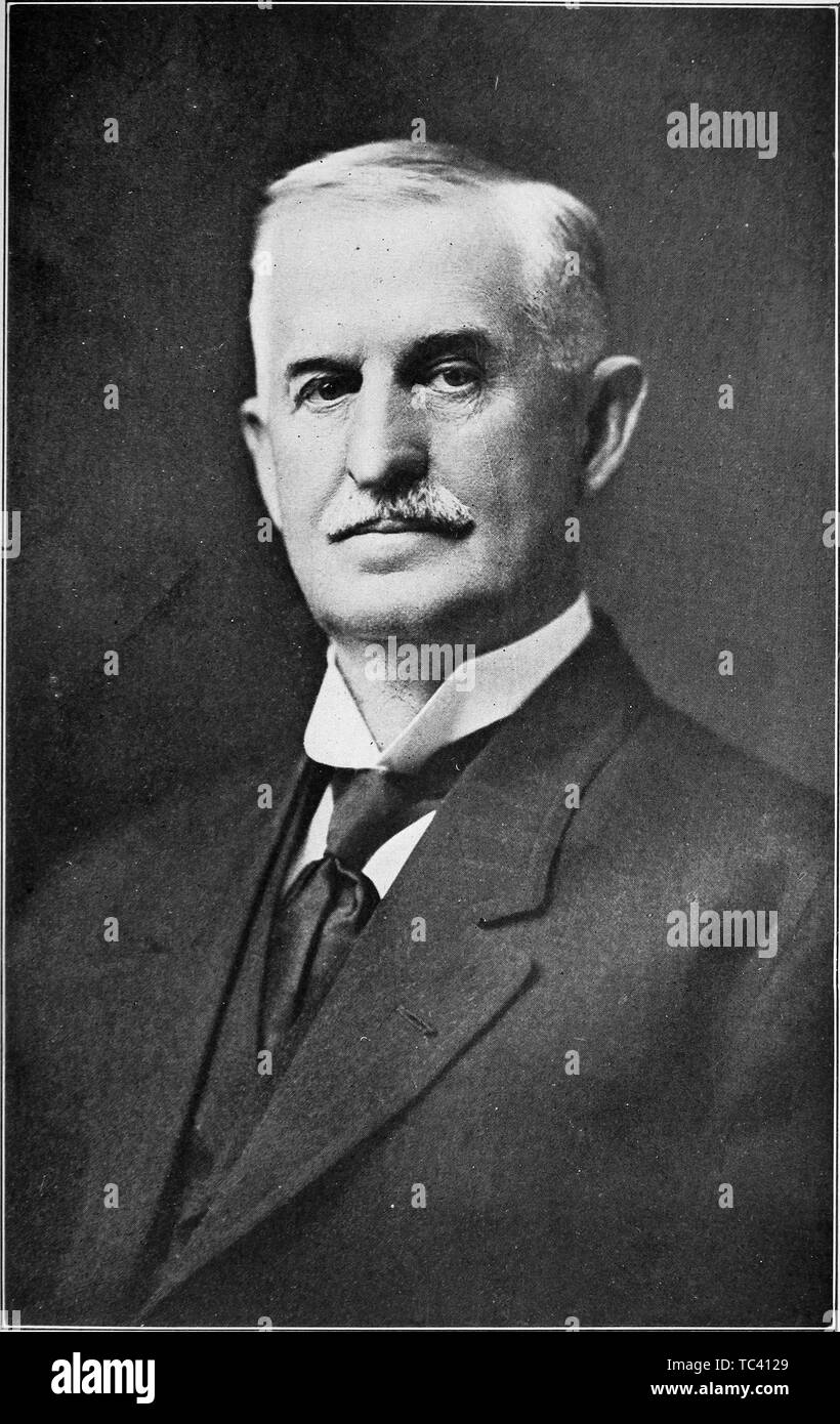 Photo portrait of Henry Exall, founder of the Texas Industrial Congress, an American businessman and agriculturist from Richmond, Virginia, from the book 'Book of Texas' by Harry Yandell Benedict and John A. Lomax, 1916. Courtesy Internet Archive. () Stock Photo