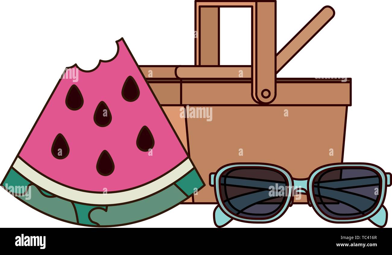 picnic basket with portion of watermelon Stock Vector Image & Art Alamy