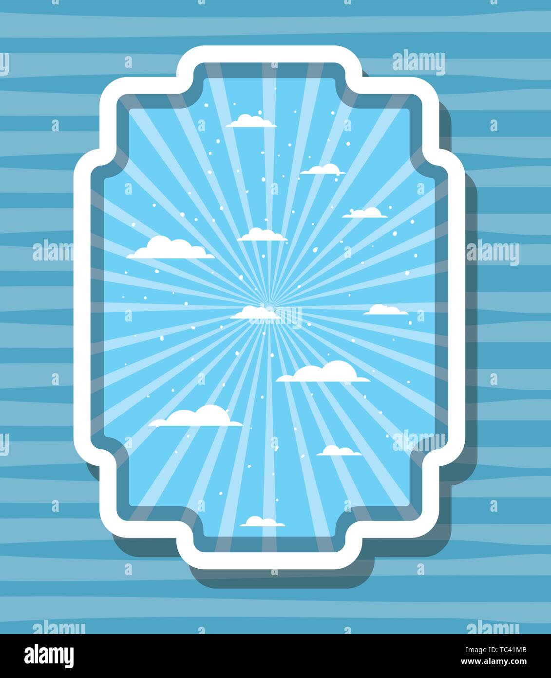 Striped and clouds design inside label vector illustration Stock Vector ...