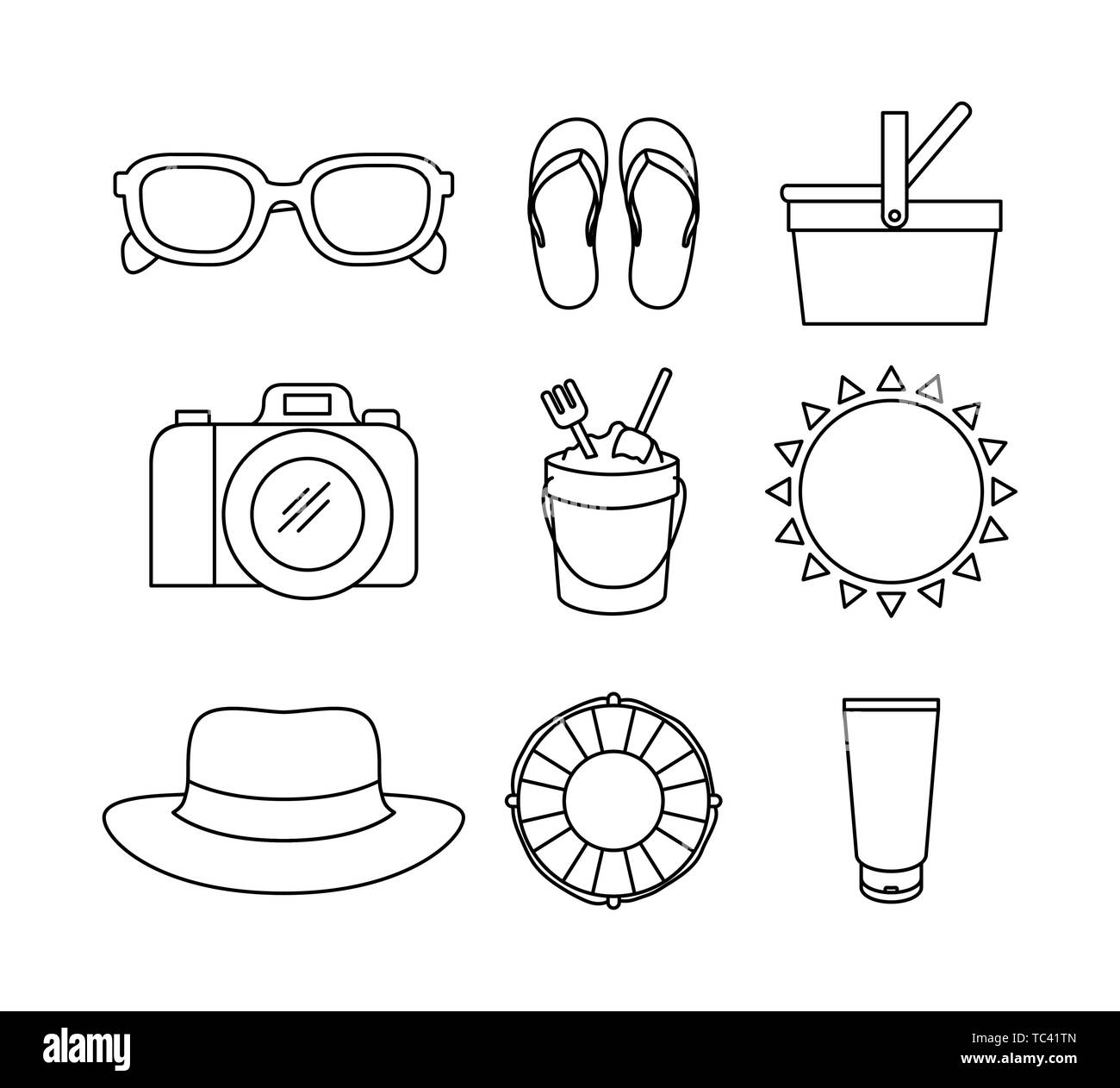 Summer and vacation icon set design vector illustration Stock Vector ...