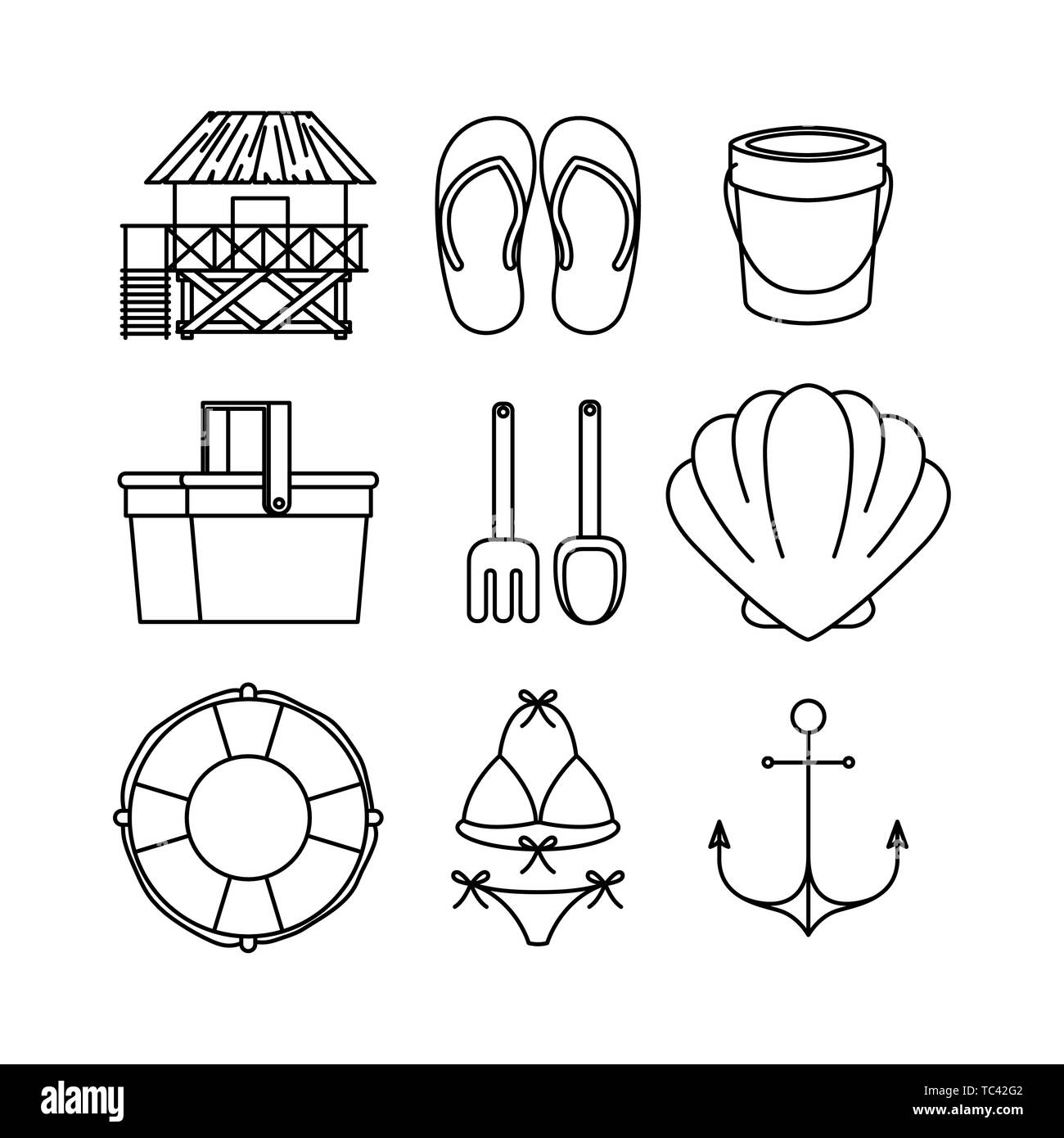 Summer and vacation icon set design vector illustration Stock Vector ...