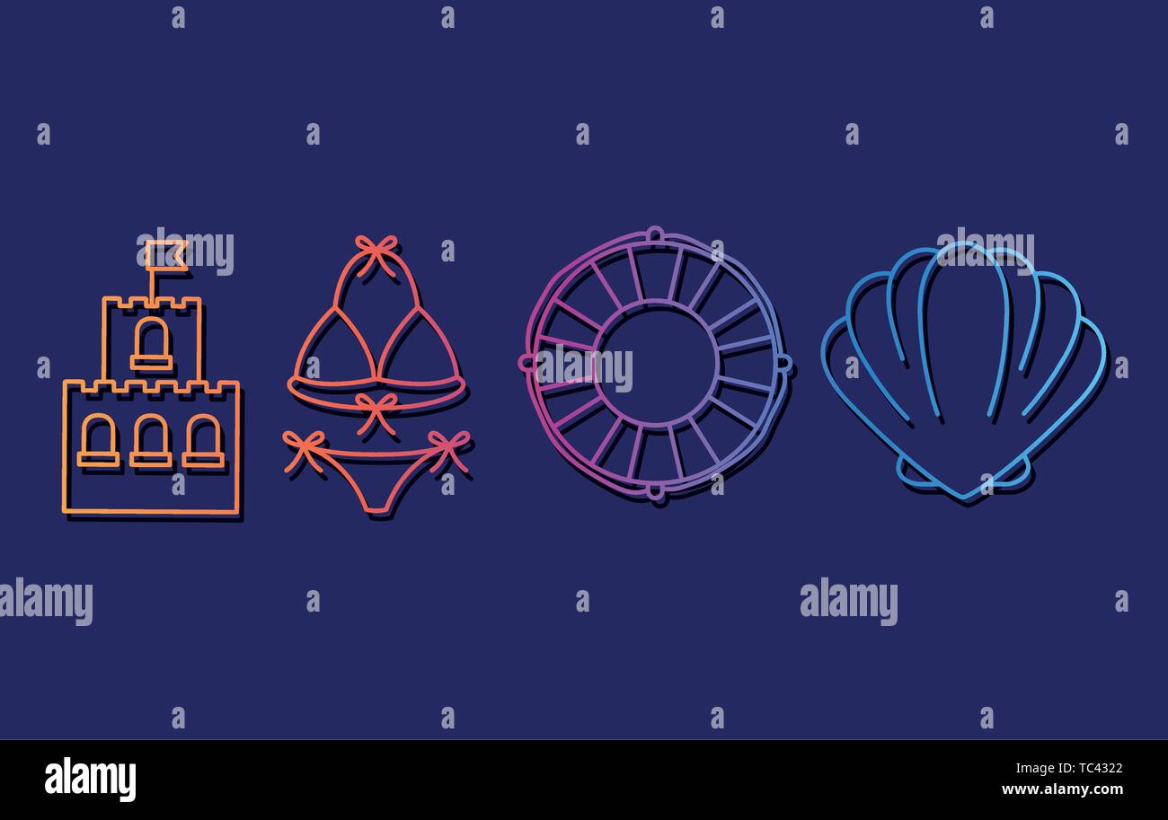 Summer and vacation icon set design vector illustration Stock Vector ...