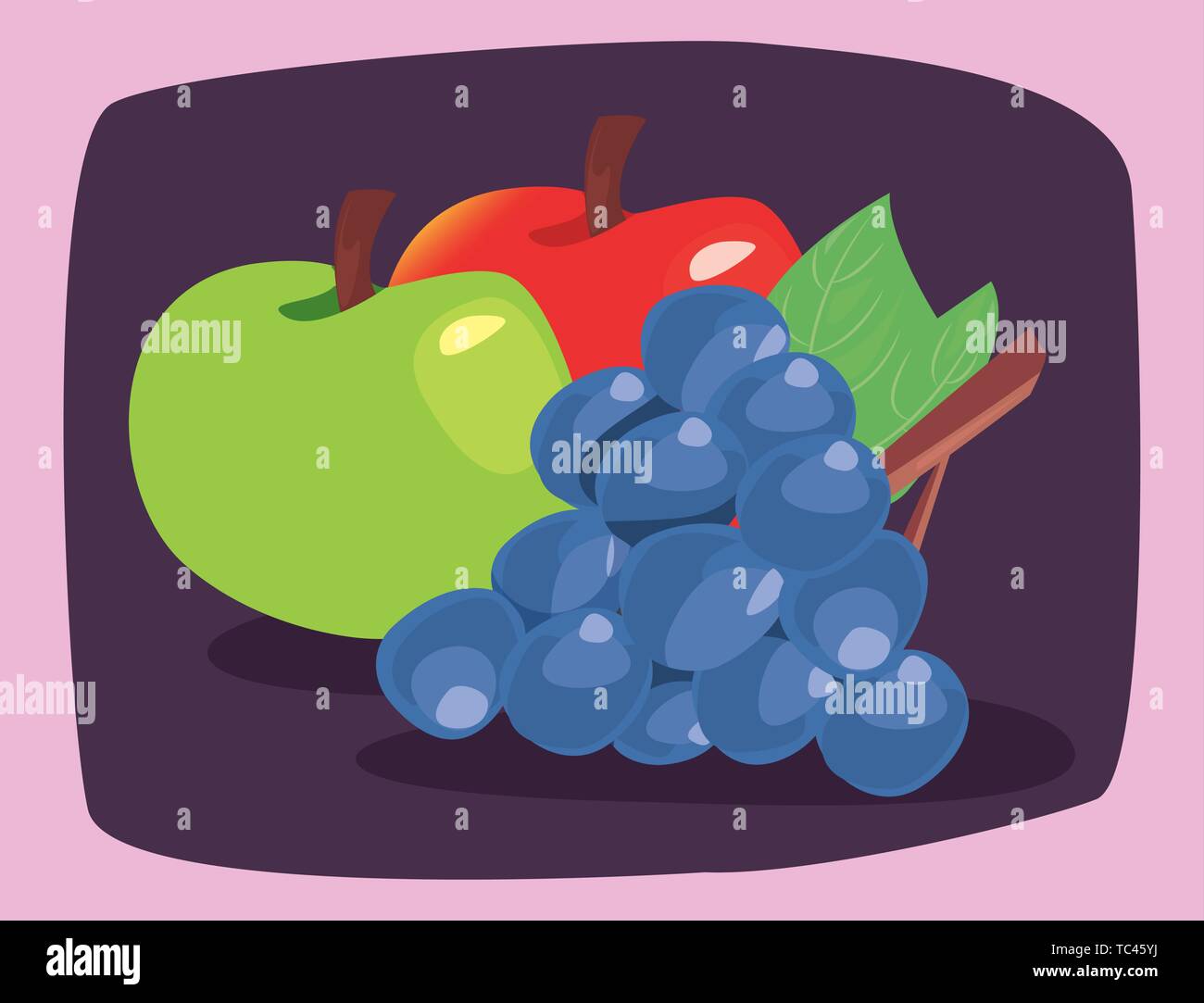 grapes apples nutrition fresh fruit vector illustration Stock Vector