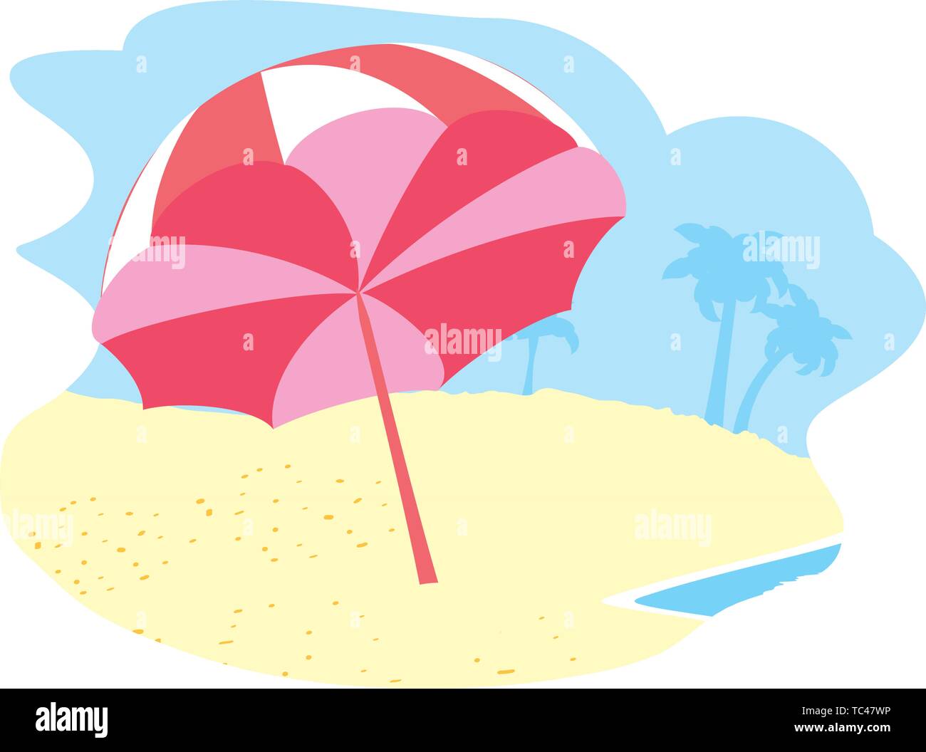beach umbrella open in the beach vector illustration design Stock ...