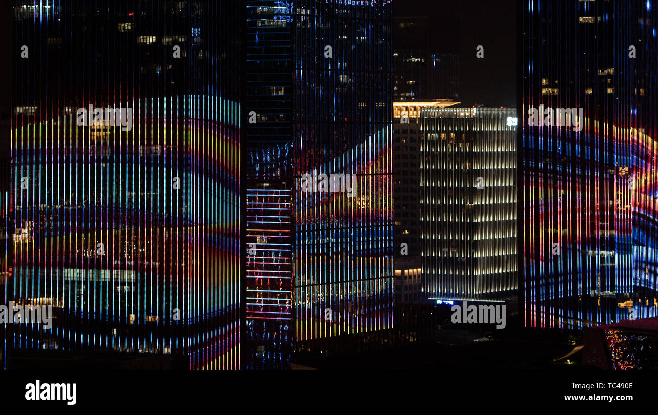 City center, Futian district, Shenzhen, China, 17th, January, 2019: the city center light show Stock Photo