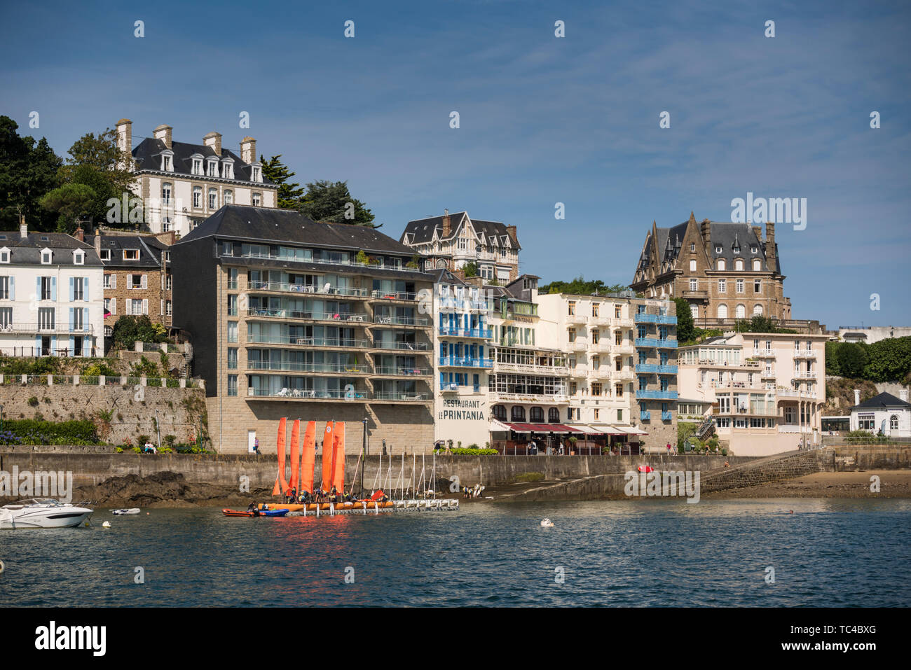 View of Dinard seen from river ferry, Brittany, France Stock Photo