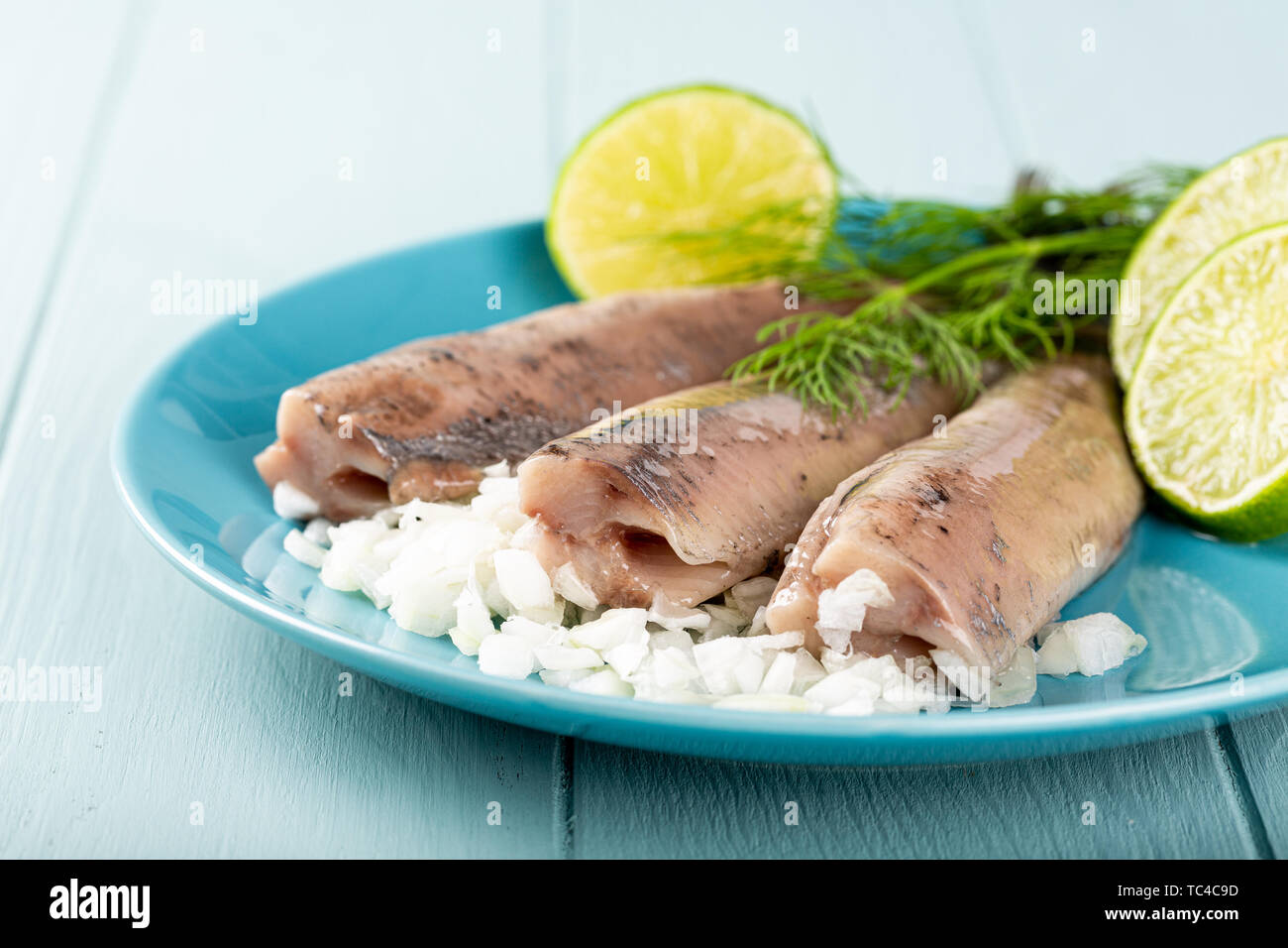 Traditional dutch food herring fish Stock Photo Alamy