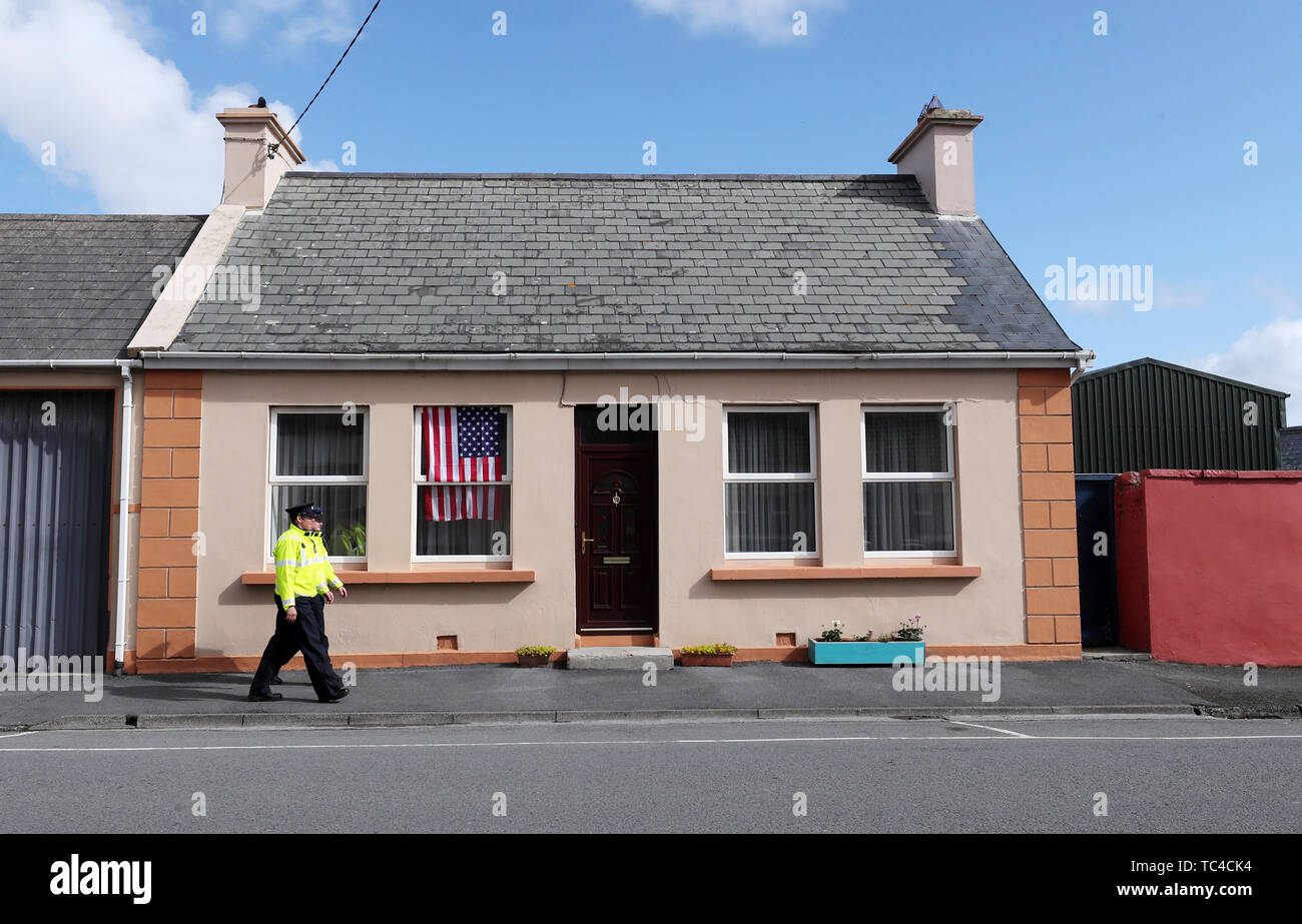 Gardai in the village of Doonbeg in Co Clare as a huge security operation swings into operation ahead of the arrival of US President Donald Trump. Stock Photo