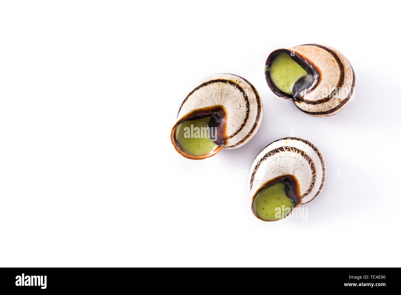 Escargots de Bourgogne isolated on white background Stock Photo