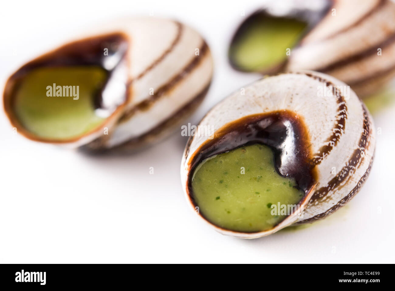 Escargots de Bourgogne isolated on white background Stock Photo