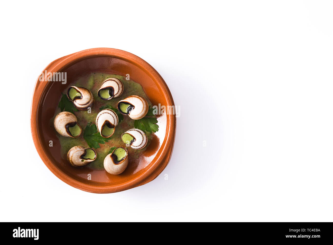 Escargots de Bourgogne isolated on white background Stock Photo