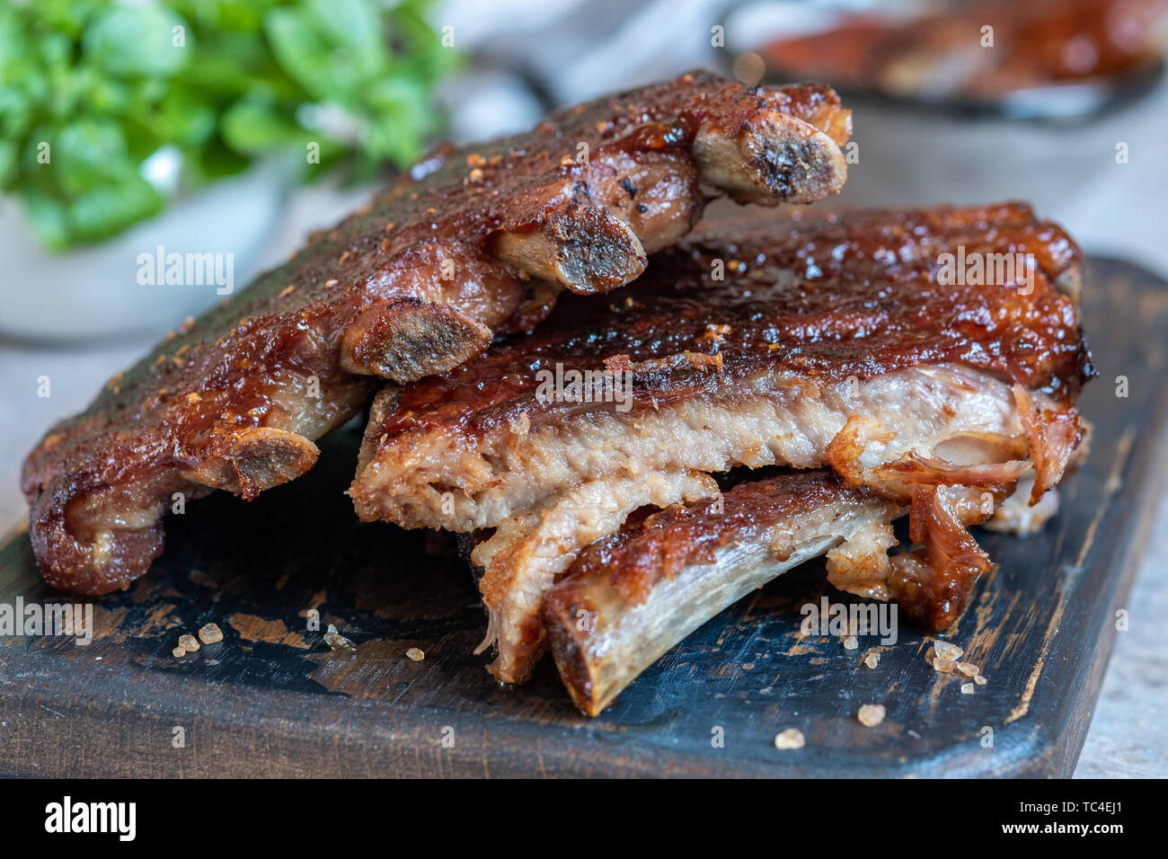 Grilled and smoked ribs Stock Photo - Alamy