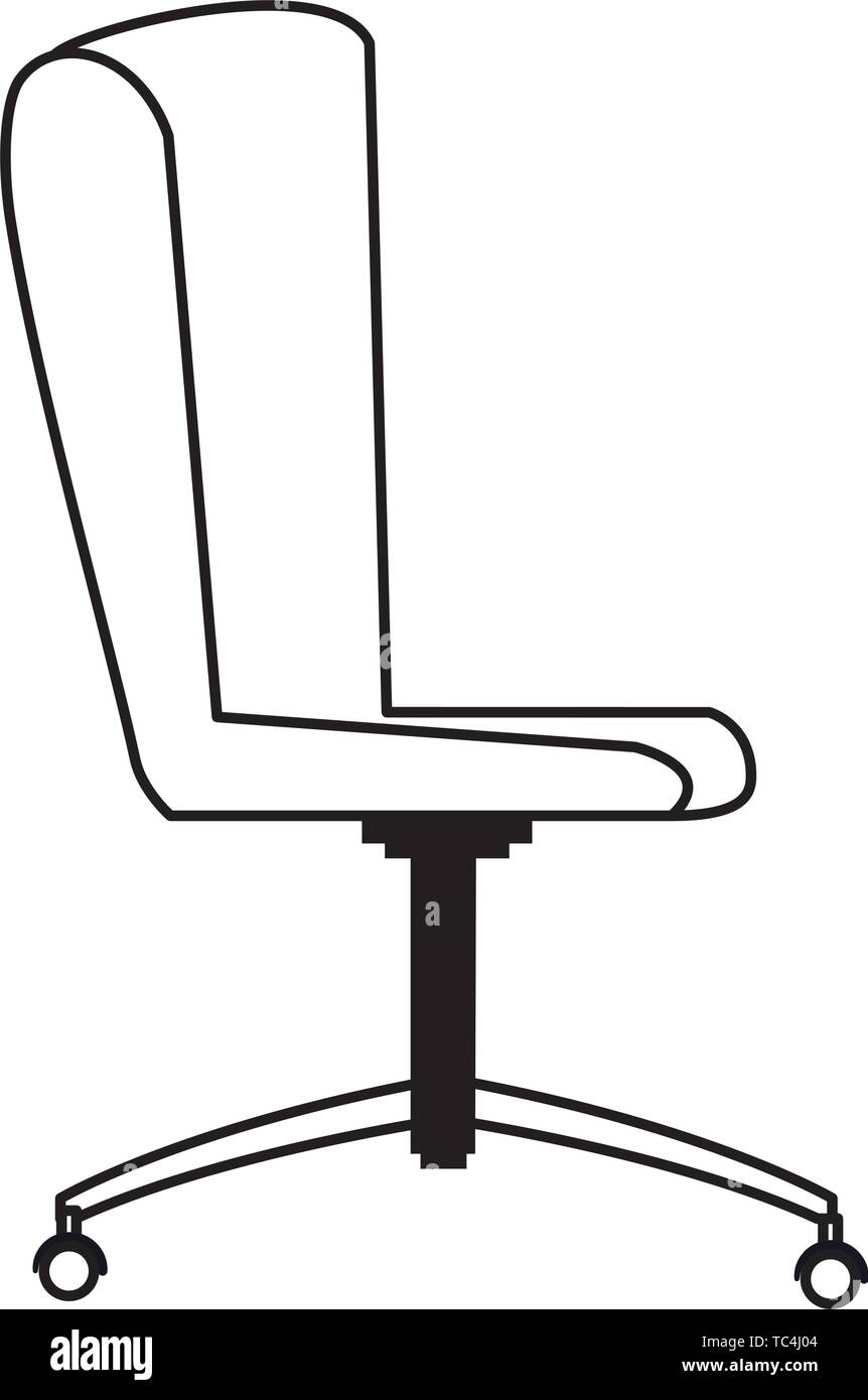 office ergonomic chair icon cartoon black and white Stock Vector