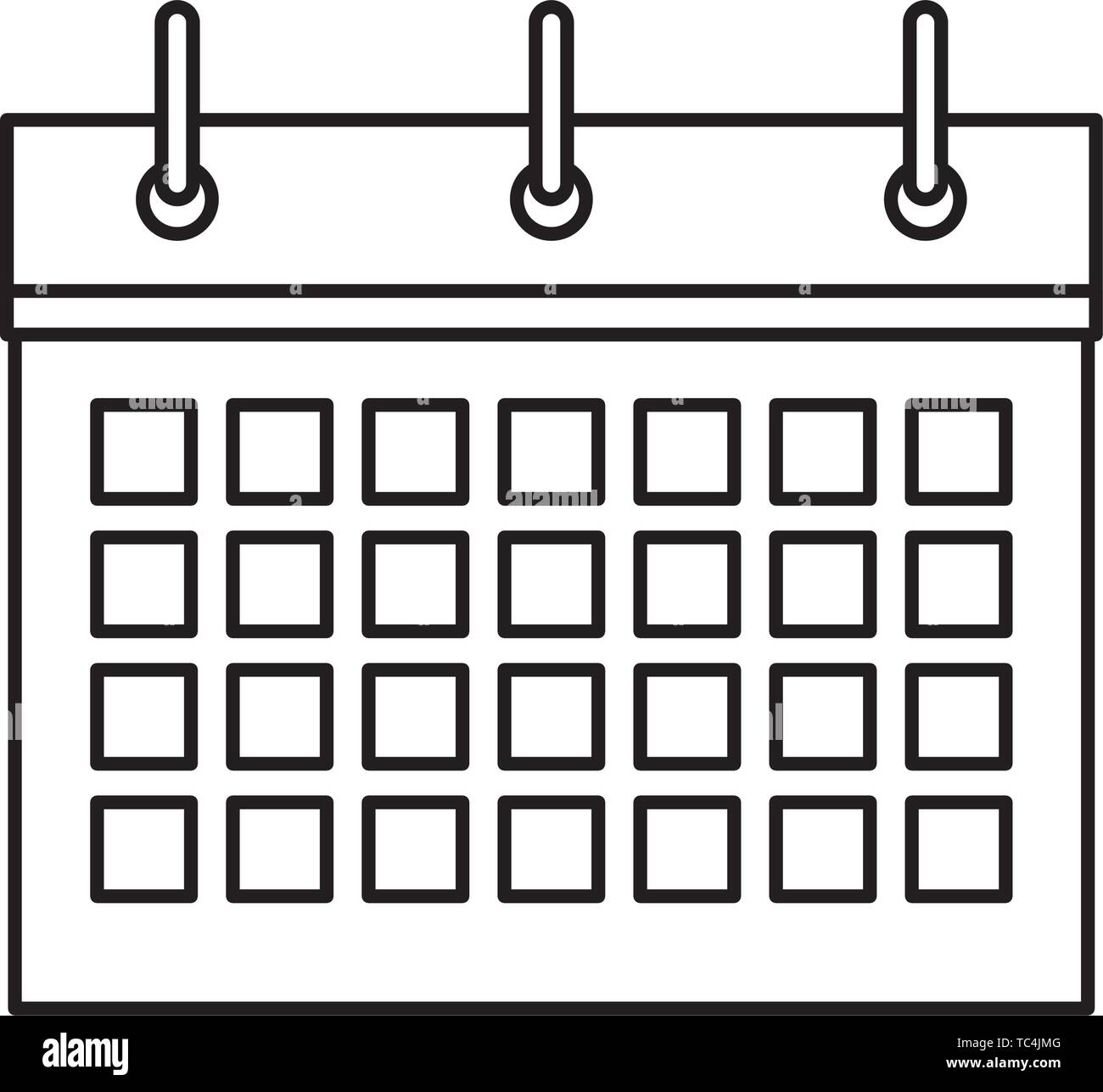 calendar flipchart icon cartoon isolated black and white Stock Vector