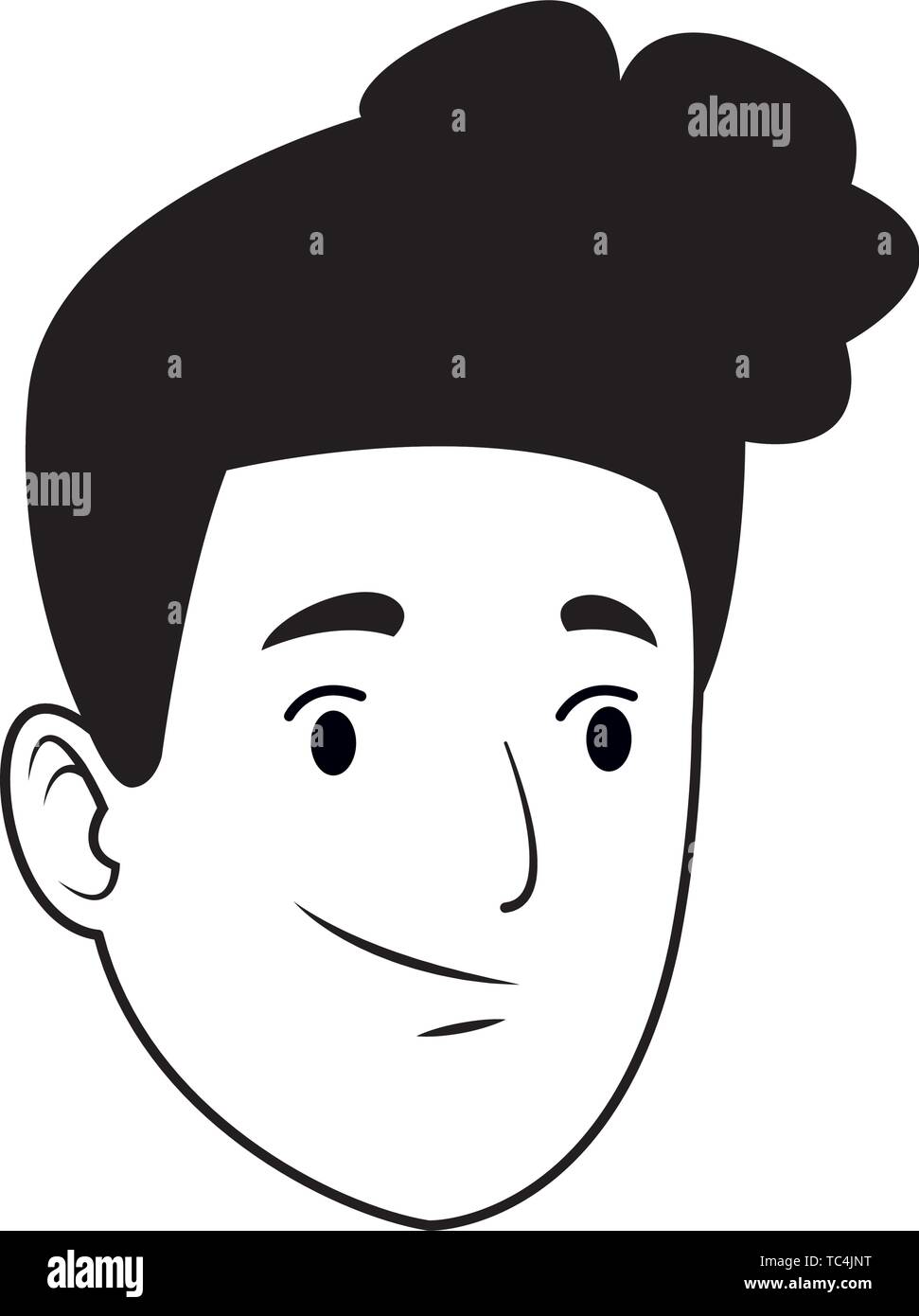 Young man smiling face cartoon in black and white Stock Vector Image ...