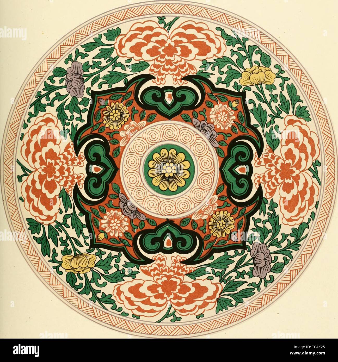 Engraving of Chinese decorative art, from the book \'Examples of ...