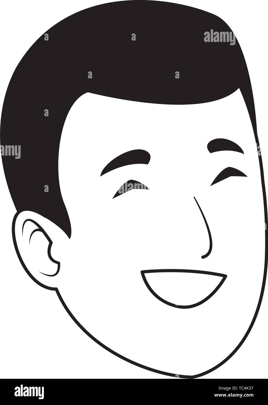 Young man smiling face cartoon in black and white Stock Vector Image ...