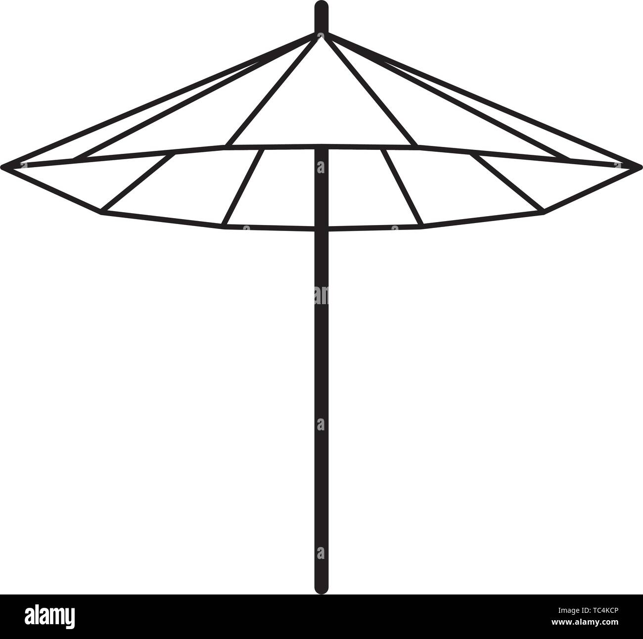 beach striped umbrella open cartoon in black and white Stock Vector ...