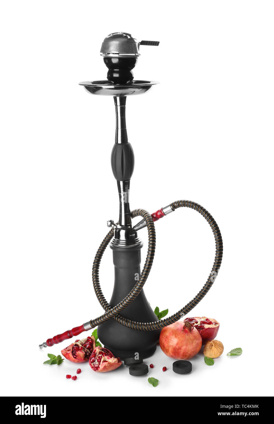 Hookah with fruits on white background Stock Photo