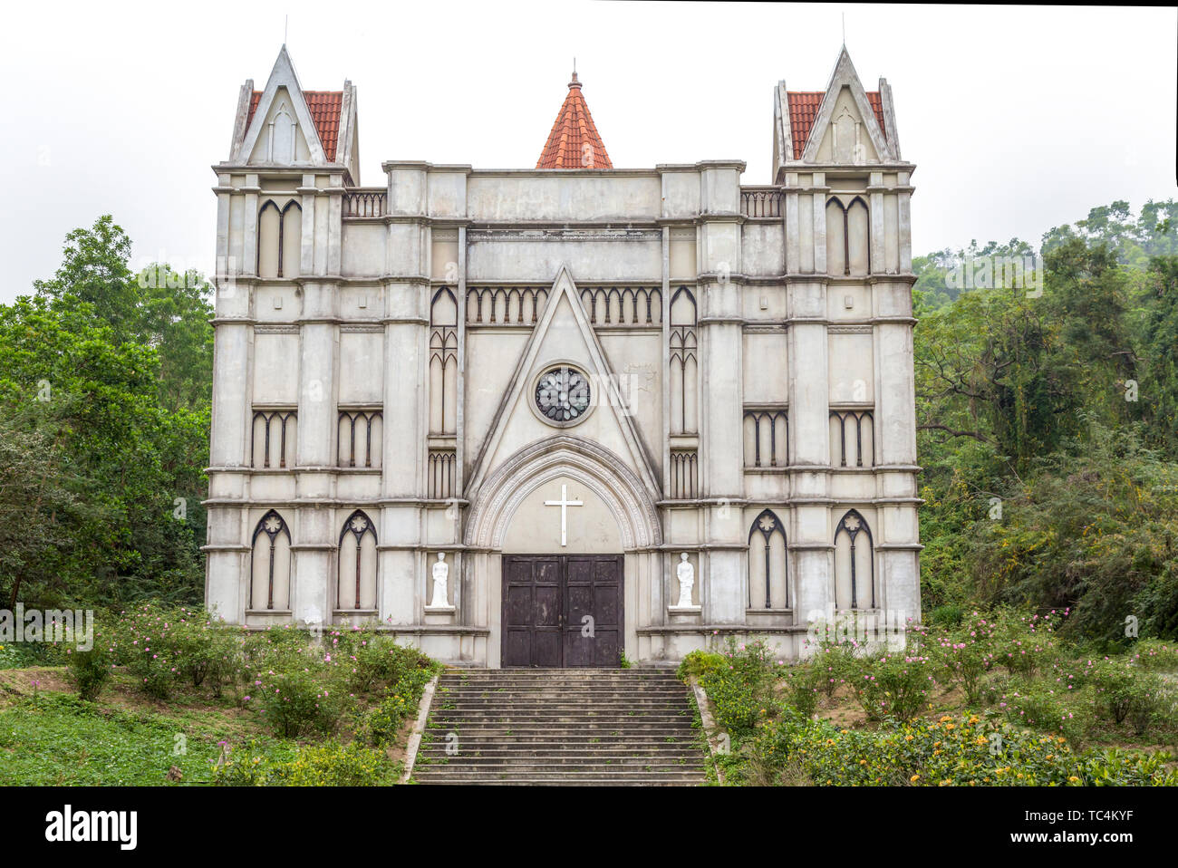 Exterior of the church in Zhongshan Film and Television City, Guangdong Stock Photo