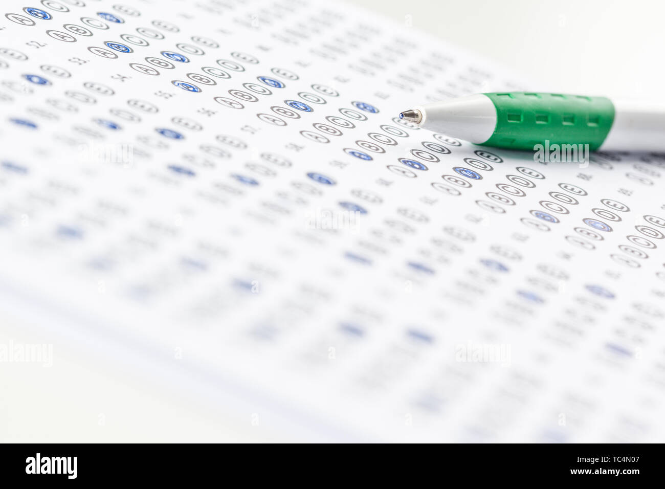 Test score sheet with answers Stock Photo - Alamy