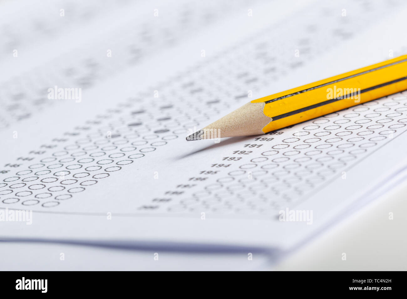Test score sheet with answers Stock Photo - Alamy