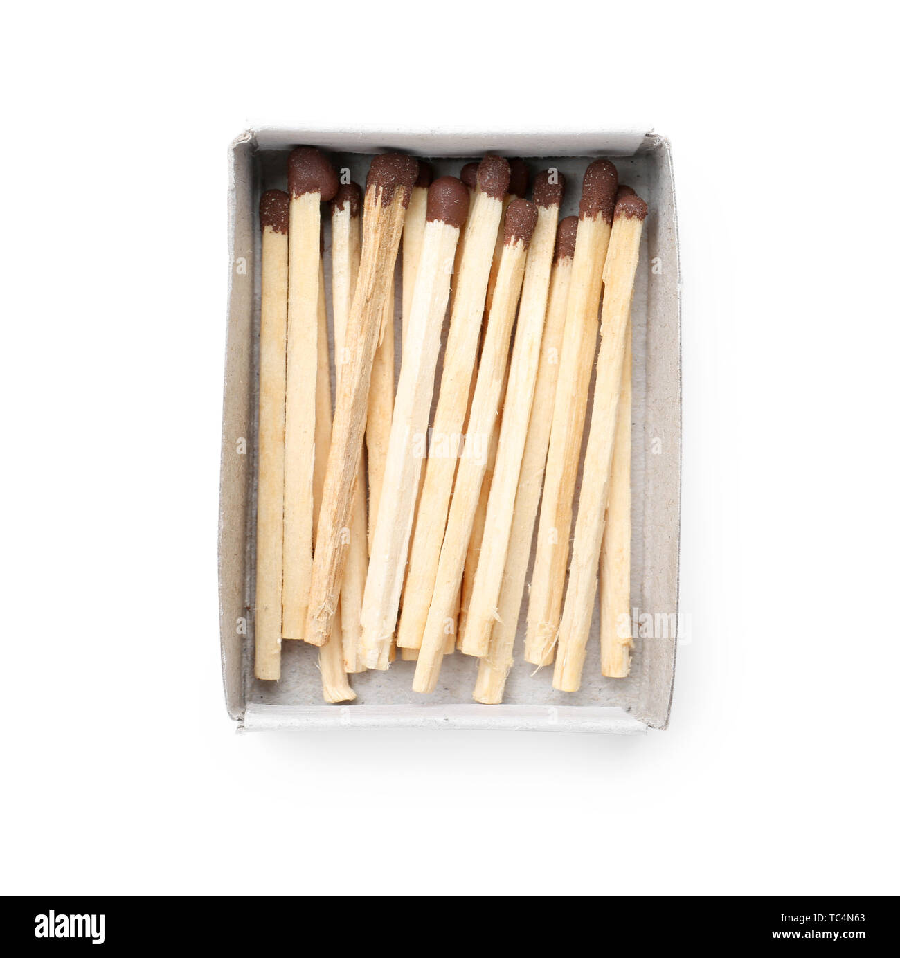Box with matches on white background Stock Photo