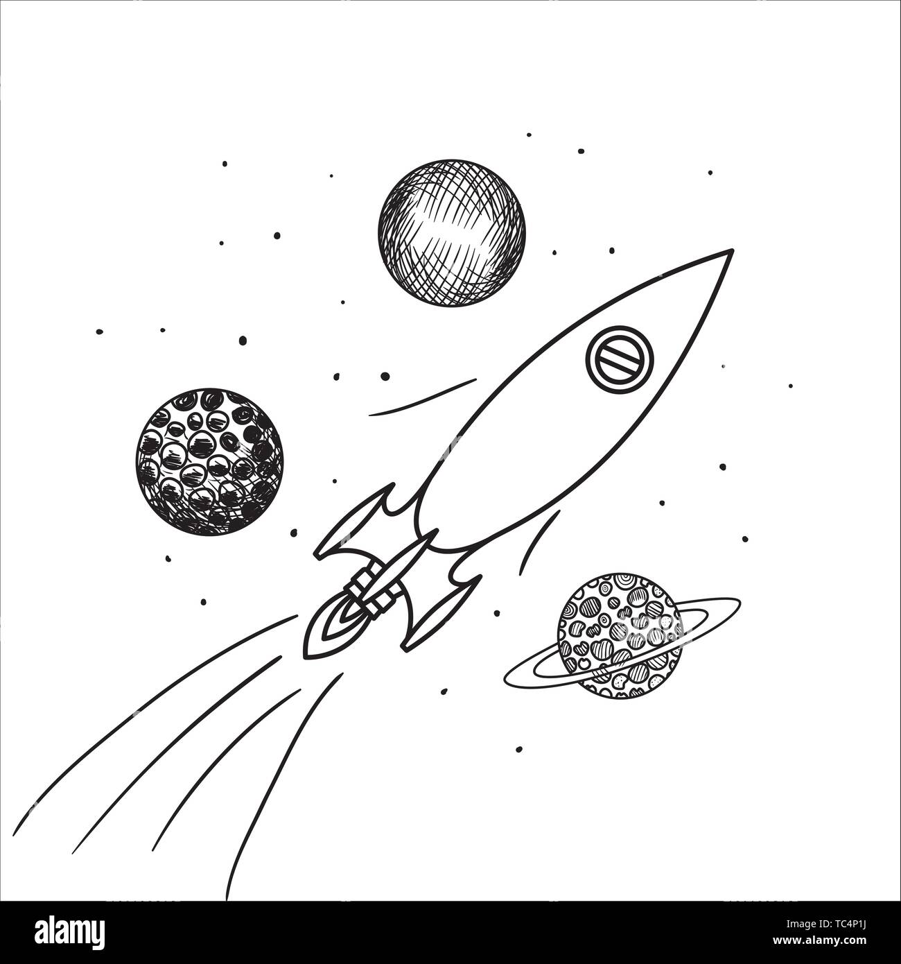 Planets draws of solar system and rocket design Stock Vector Image \u0026 Art -  Alamy, image size:1300x1390