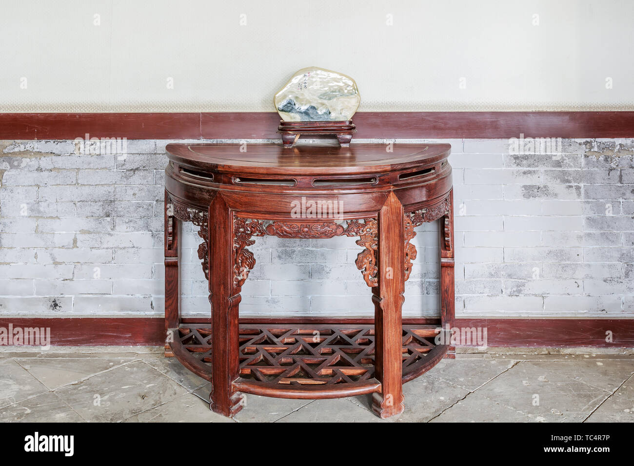 Classical furniture in Chinese hall of Du Yotian's former residence in Binzhou City, Shandong Province Stock Photo