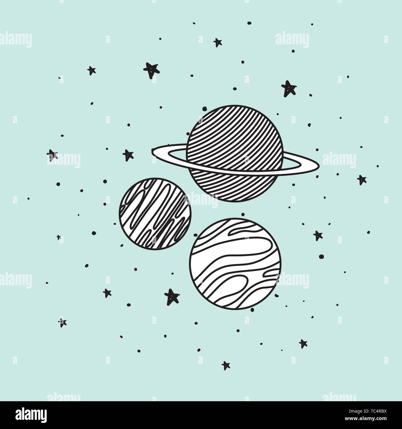 Planets and stars in the space design vector illustration Stock Vector ...