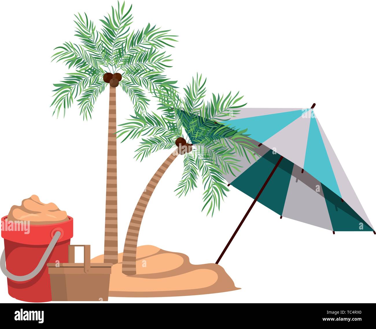 palm tree with beach umbrella striped Stock Vector Image & Art - Alamy