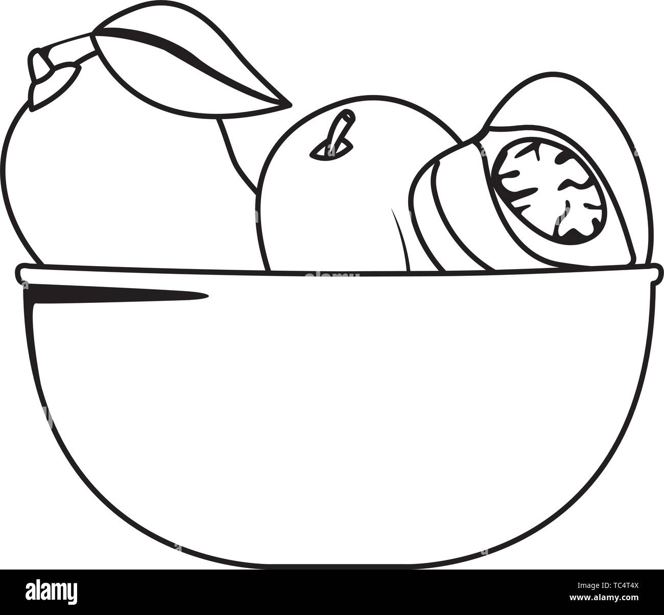 Plate Of Fruits Clipart Black And White
