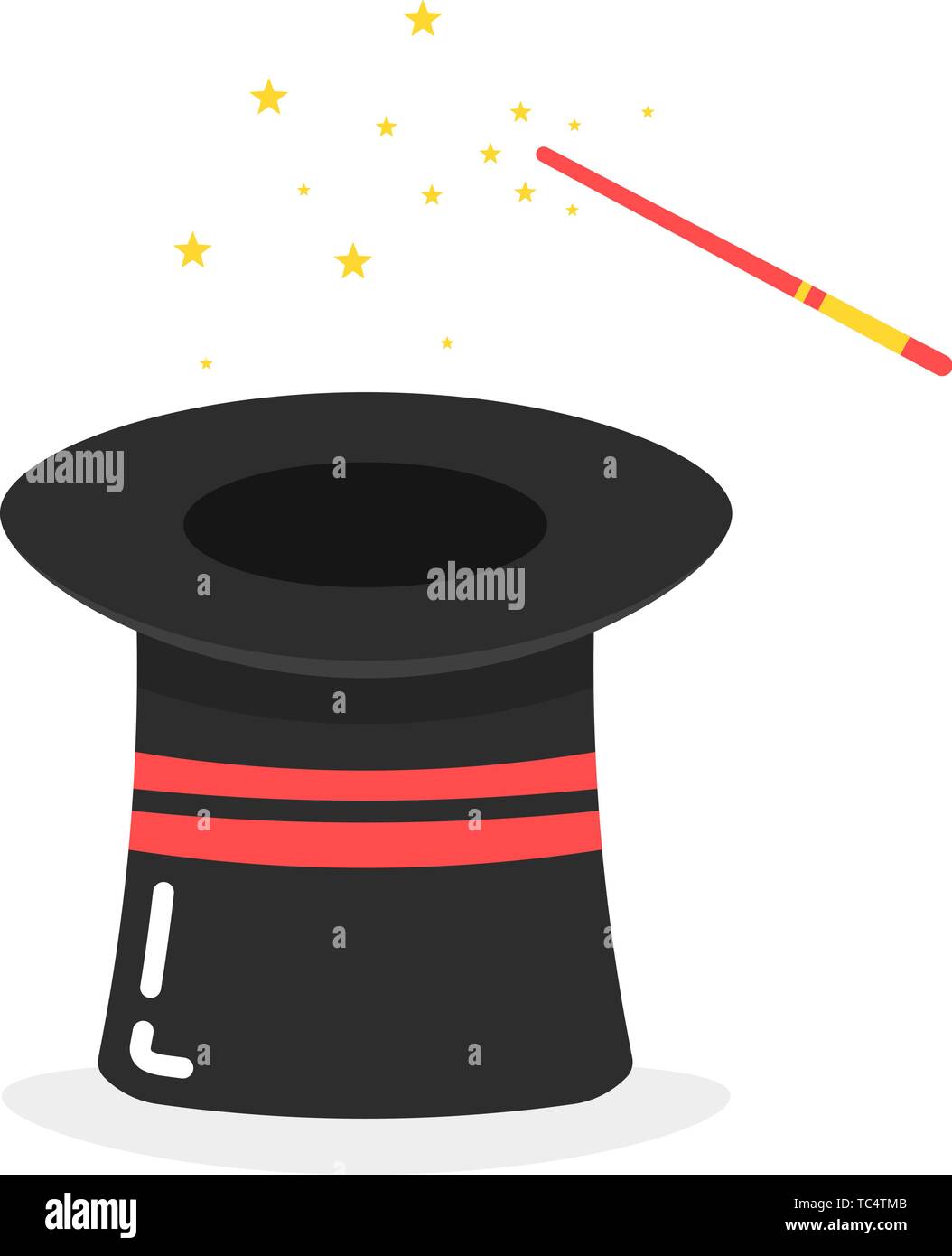black inverted magic hat icon on white background Stock Vector