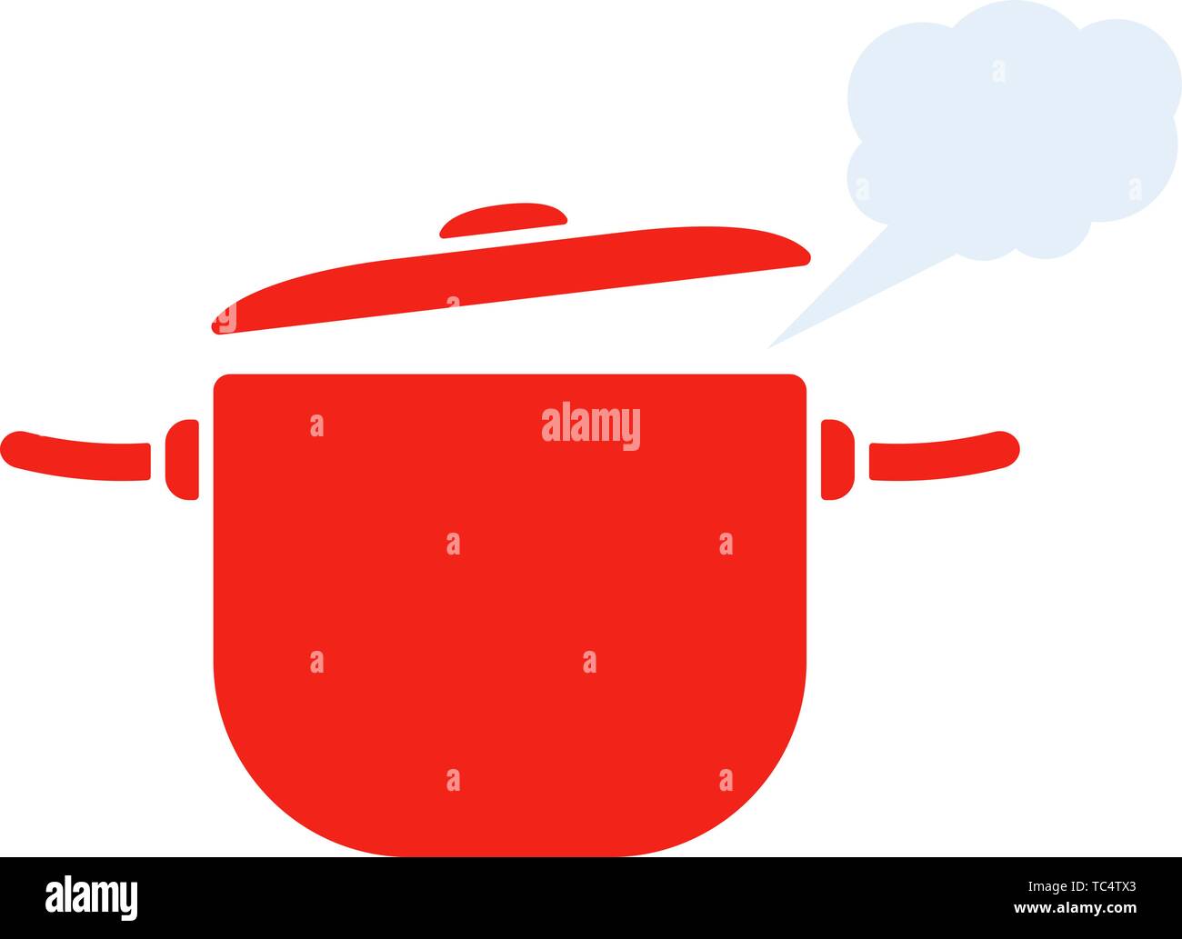 red pan with steam icon Stock Vector