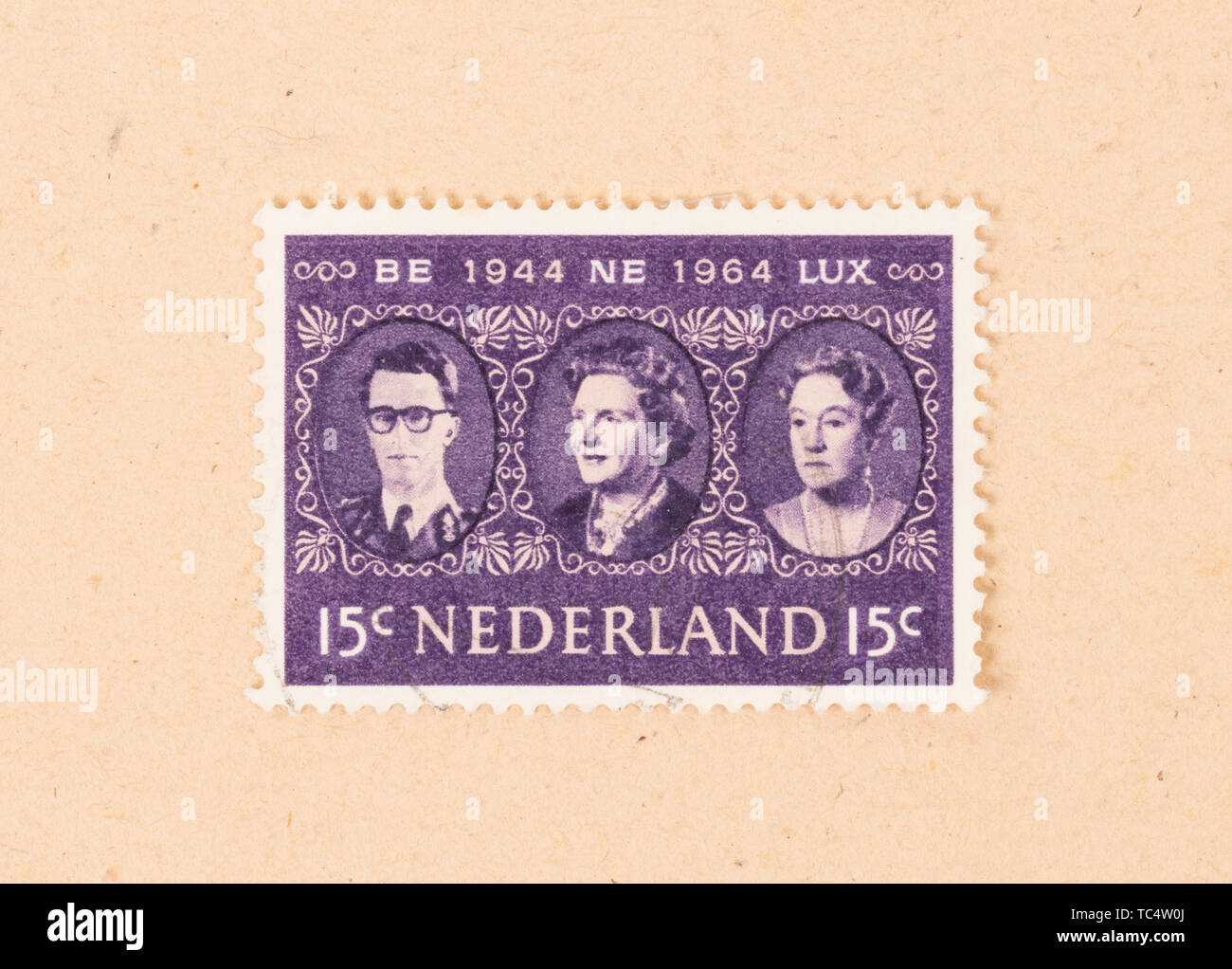 THE NETHERLANDS 1960 A stamp printed in the Netherlands shows the head
