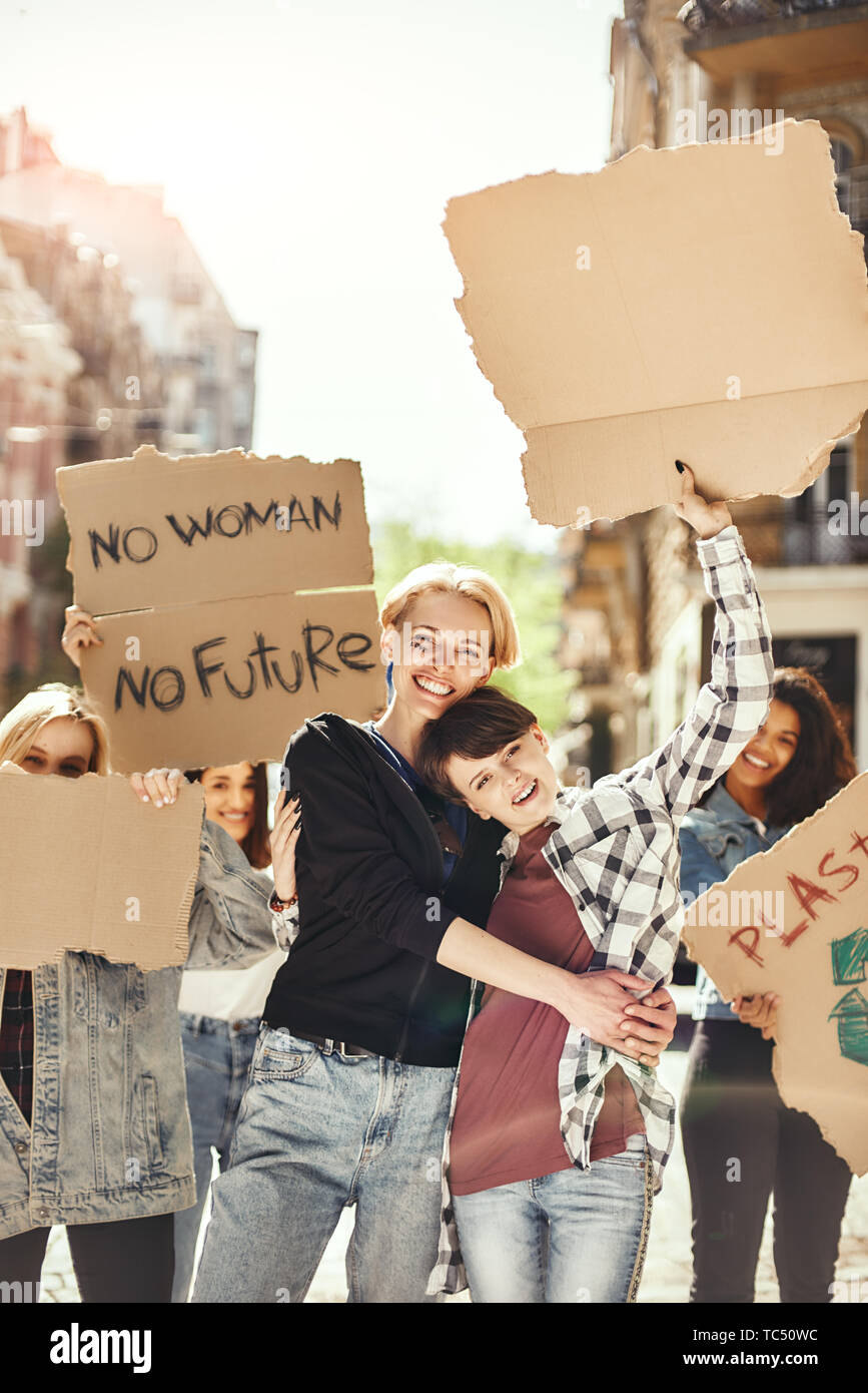 Smiling demonstrator hi-res stock photography and images - Alamy