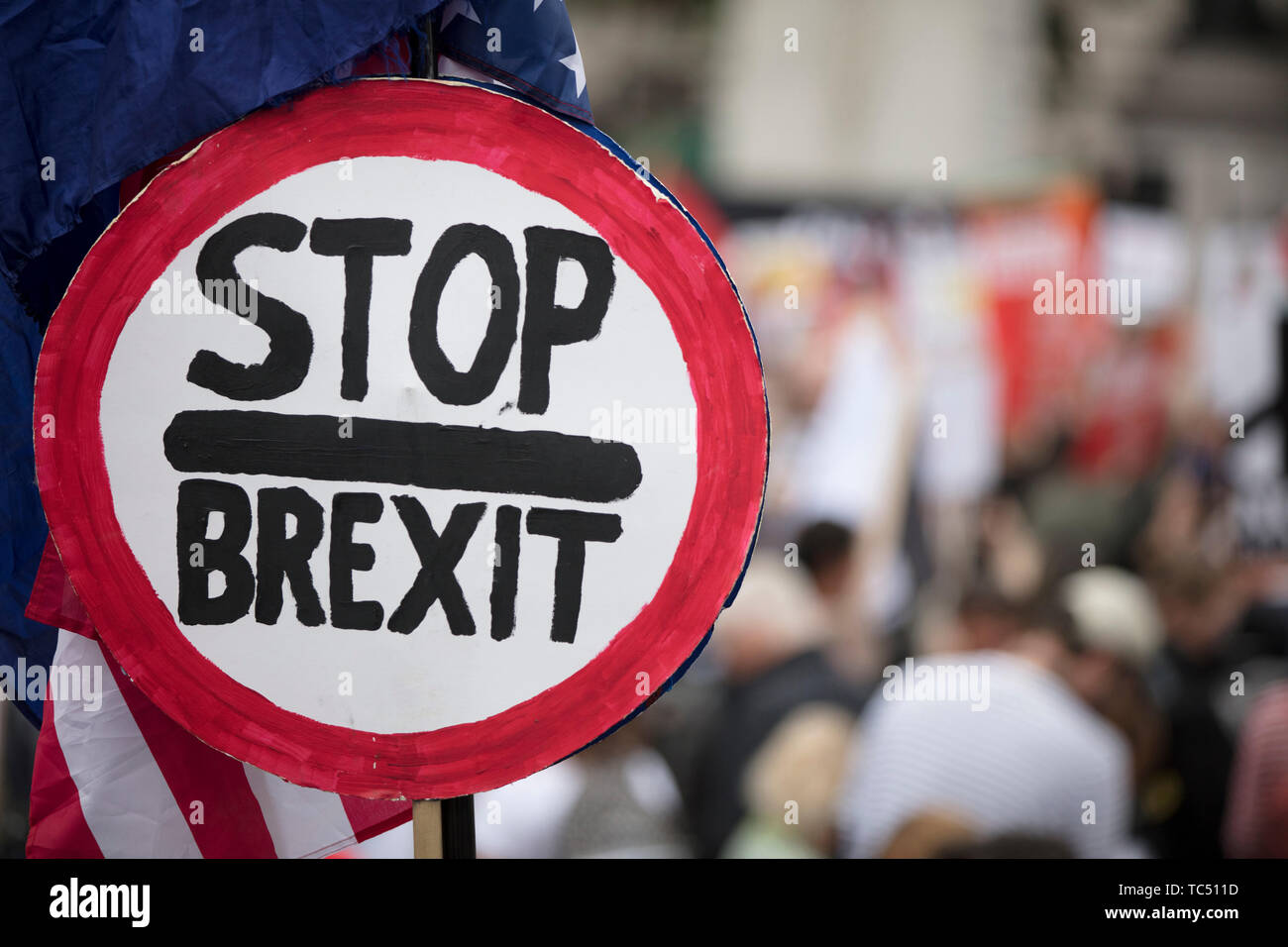 Stop brexit sign at a political protest in London Stock Photo