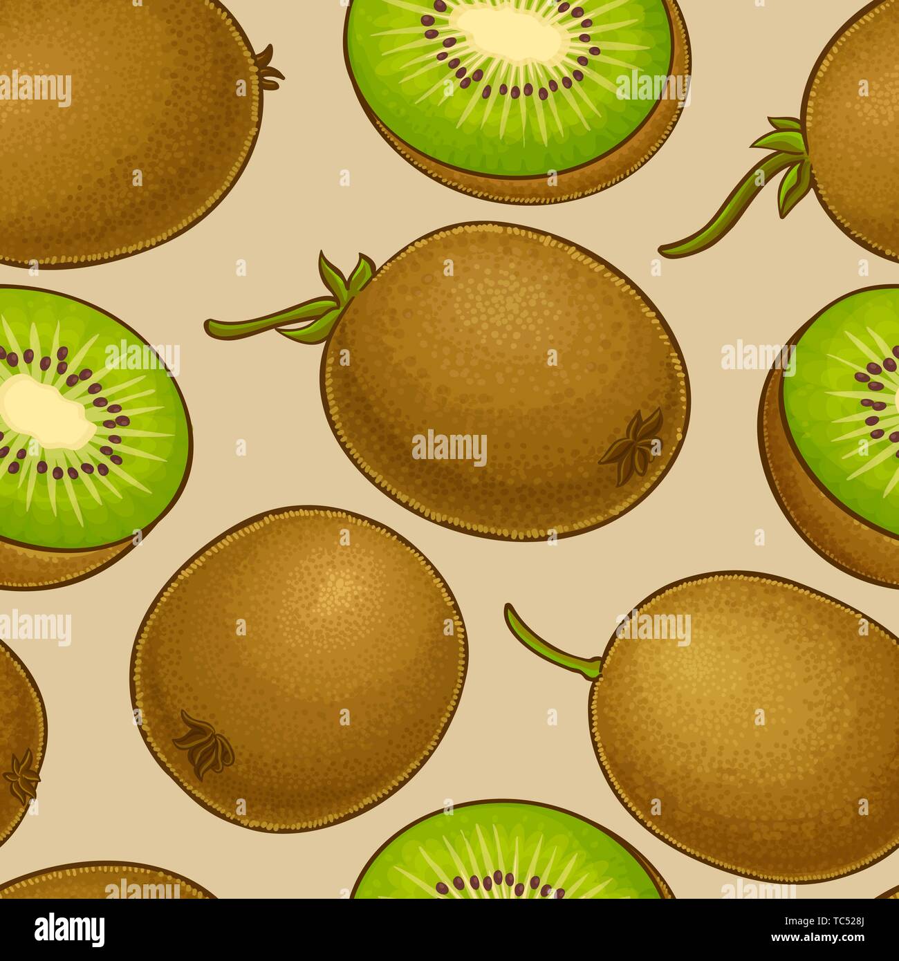 kiwi vector pattern on color background Stock Vector
