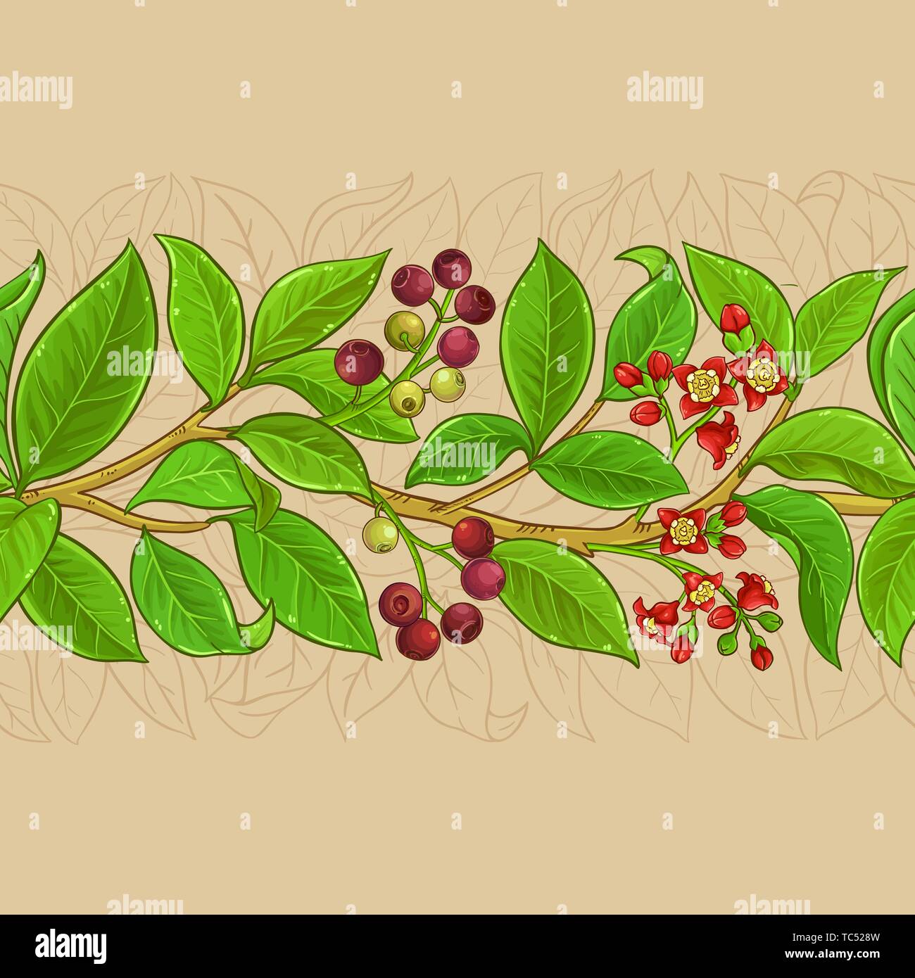 sandalwood vector pattern on color background Stock Vector