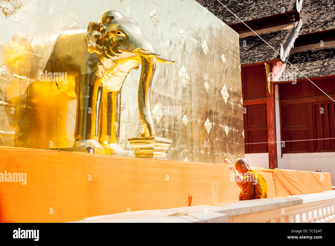Wat Phra Singh Woramahavikarn Buddhist Temple Chiang Mai Thailand. Stock Photo