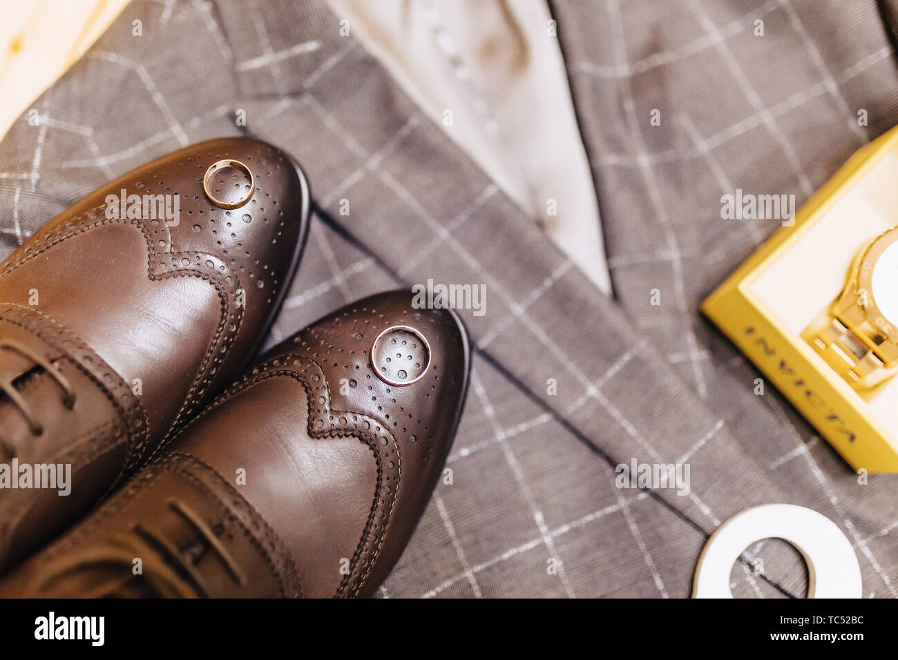 Premium Photo  Men fashion brown shoes leather on the floor.