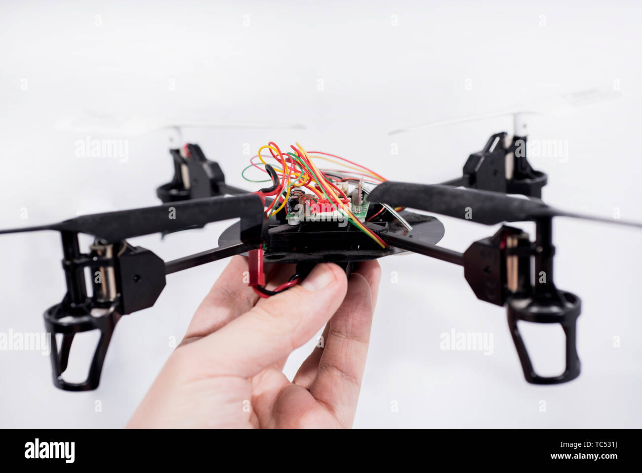 Installation of flying drone at home Stock Photo Alamy