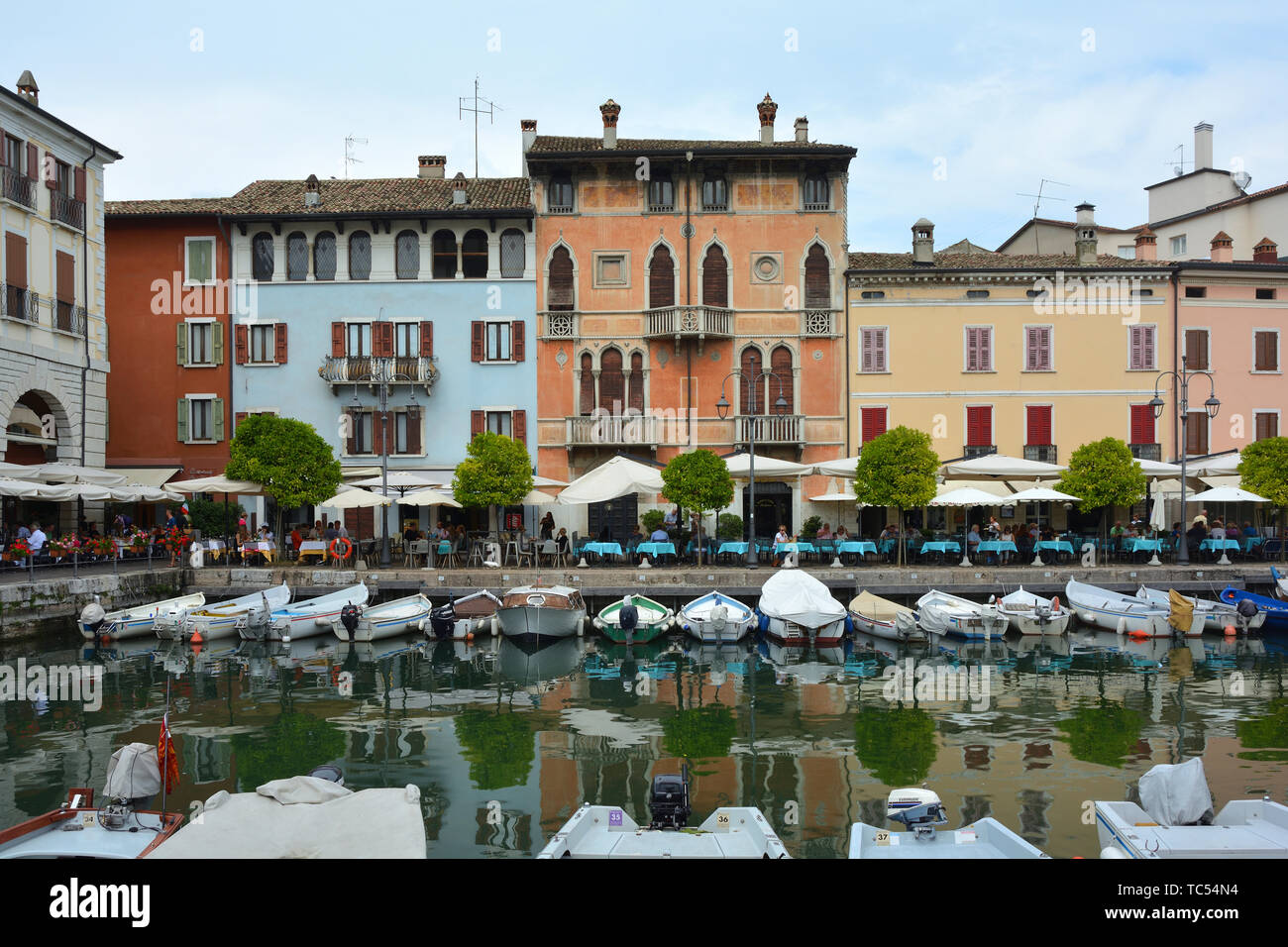Old port of Desenzano del Garda on Lake Garda - Italy. Stock Photo