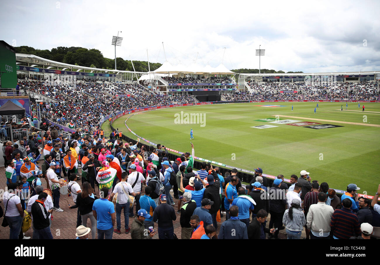 A general view of a packed stadium during the ICC Cricket World Cup group stage match at the