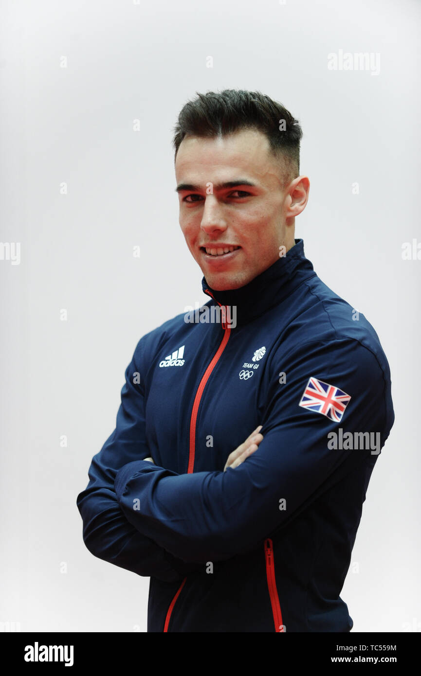 Gabriel Cullaigh during the kitting out session for the 2019 Minsk European Games at the Birmingham NEC. Stock Photo