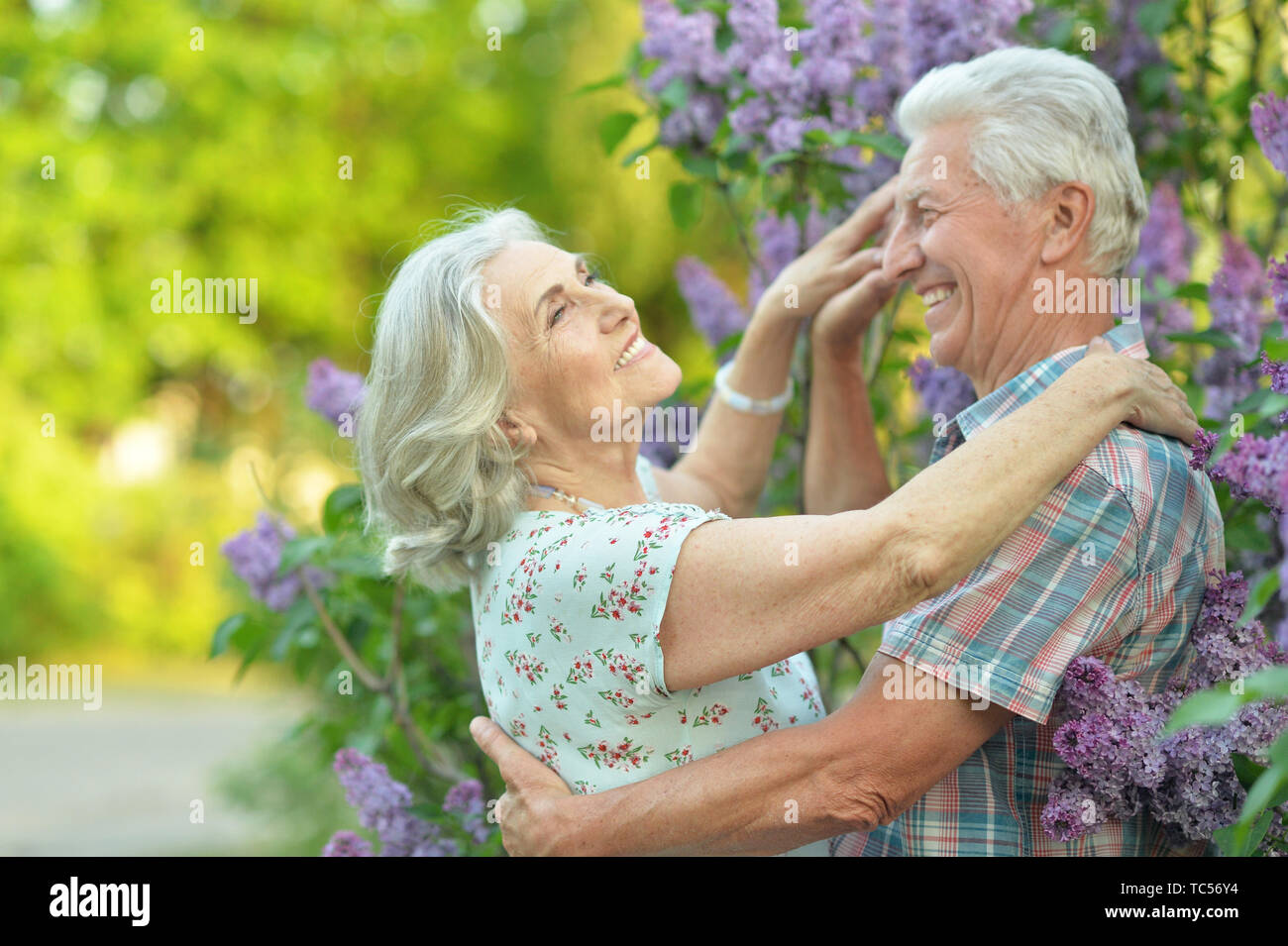 Beautiful senior couple dancing in the park Stock Photo - Alamy