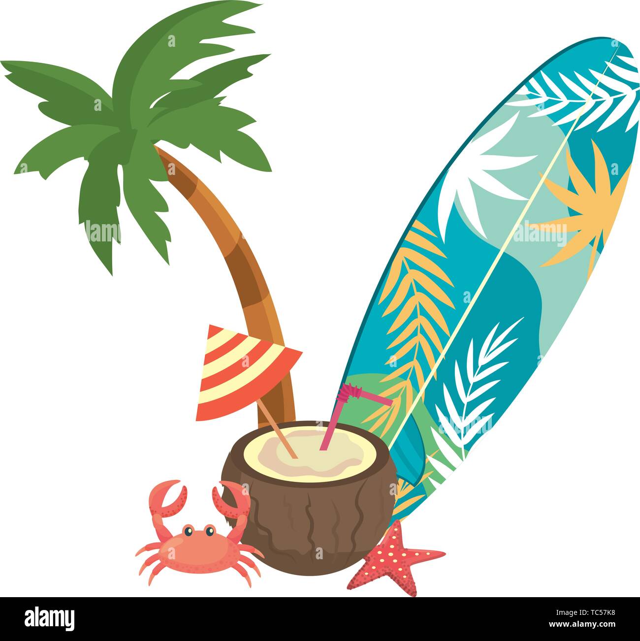 Summer and vacation icon set design, Beach tropical relaxation outdoor nature tourism island and season theme Vector illustration Stock Vector