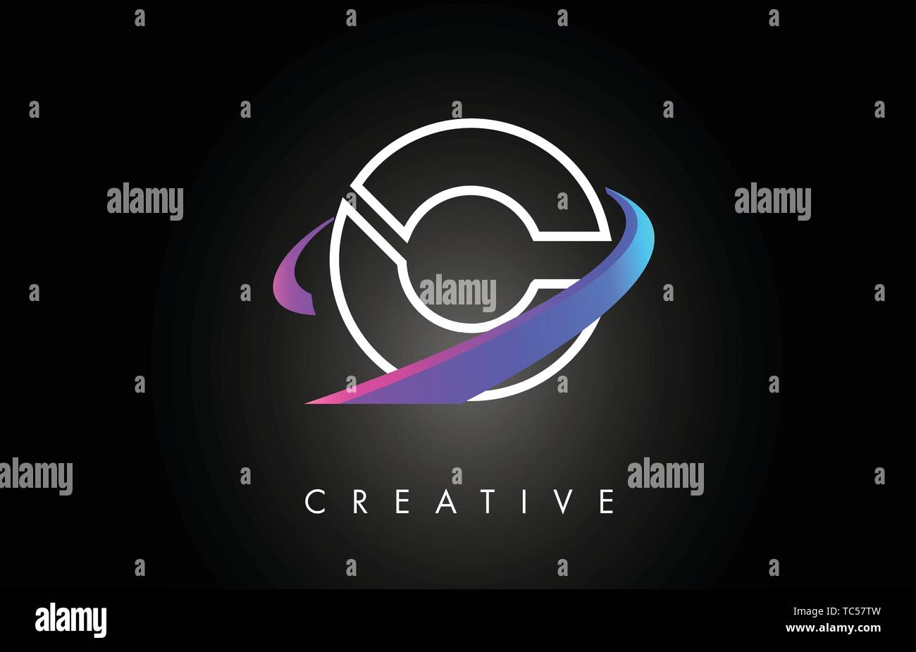 C Trendy Modern Letter Logo Design Monogram and Creative Swoosh on ...